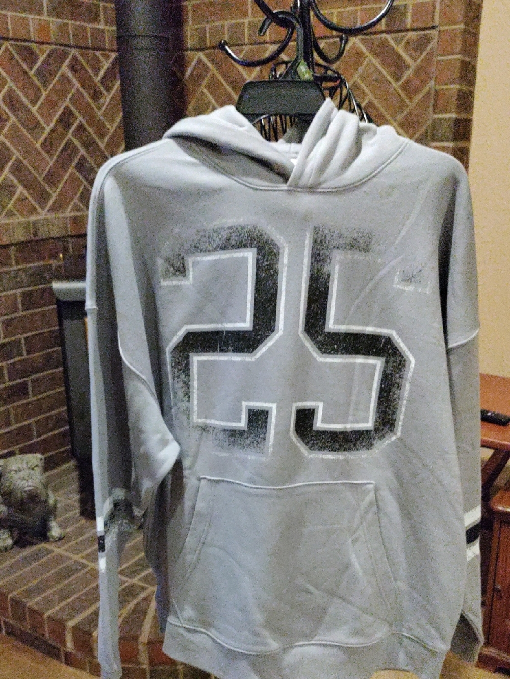 No Boundaries Men's Light Gray Hoodie with '25' Graphic NWOT